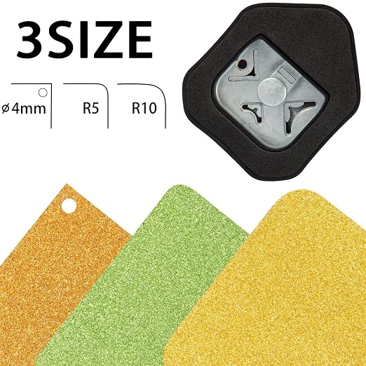 QIQQIKIN Corner Hole Punch 4mm Circle Cutter Punch +R5mm+R10mm 3-Way Corner - Image 3