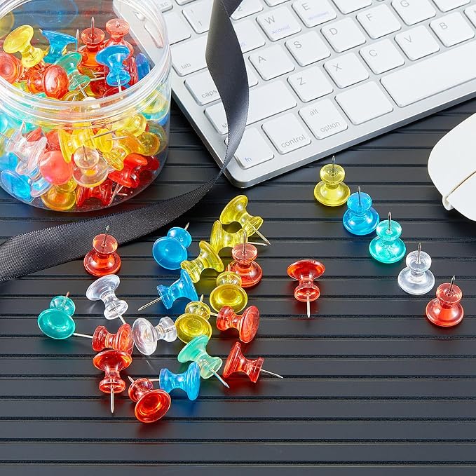Outus 100 Pcs Giant Push Pins Large Thumb Tacks Plastic Heads 1 Inch Jumbo Push - Image 6