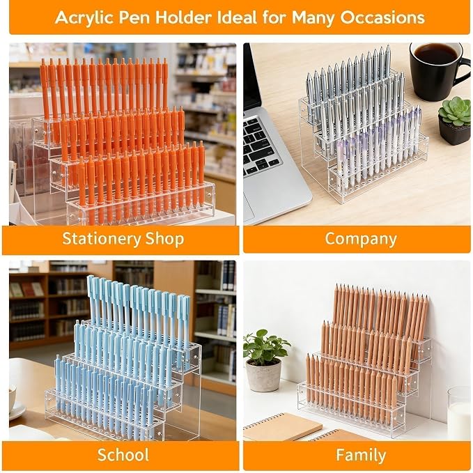 144-Slots Pen Holder for Craft Shows, 3-Tier Acrylic Pen Display Stand Holders - Image 6