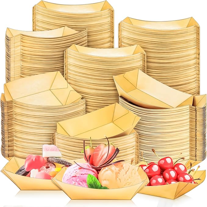 400Pack 1/2Lb Paper Food Boat Trays Disposable Small Paper Boats Plates by MotBach