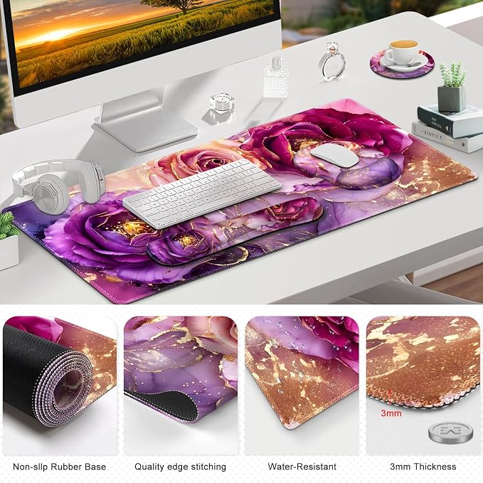 Gaming Mouse Pad, Large Desk Mat, Cute Desk Pad Protector, 4in1 XXL Mousepad + - Image 8