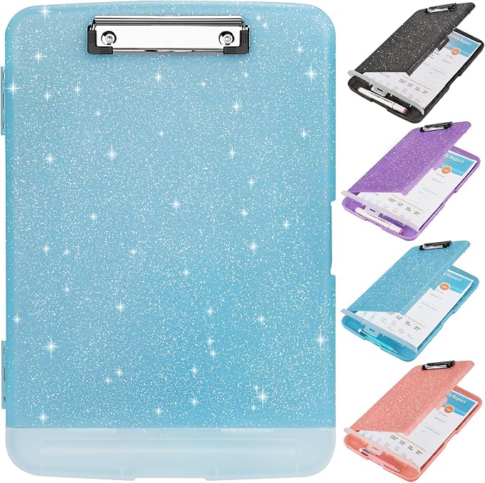 Glitter Clipboard with Storage, Storage Clipboard with Pen Holder, A4 Binder by SFLHHDM
