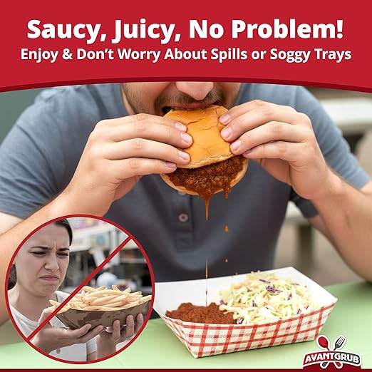 Heavy Duty, Grease Resistant 1 Lb Paper Food Trays 100 Pack. Recyclable - Image 6