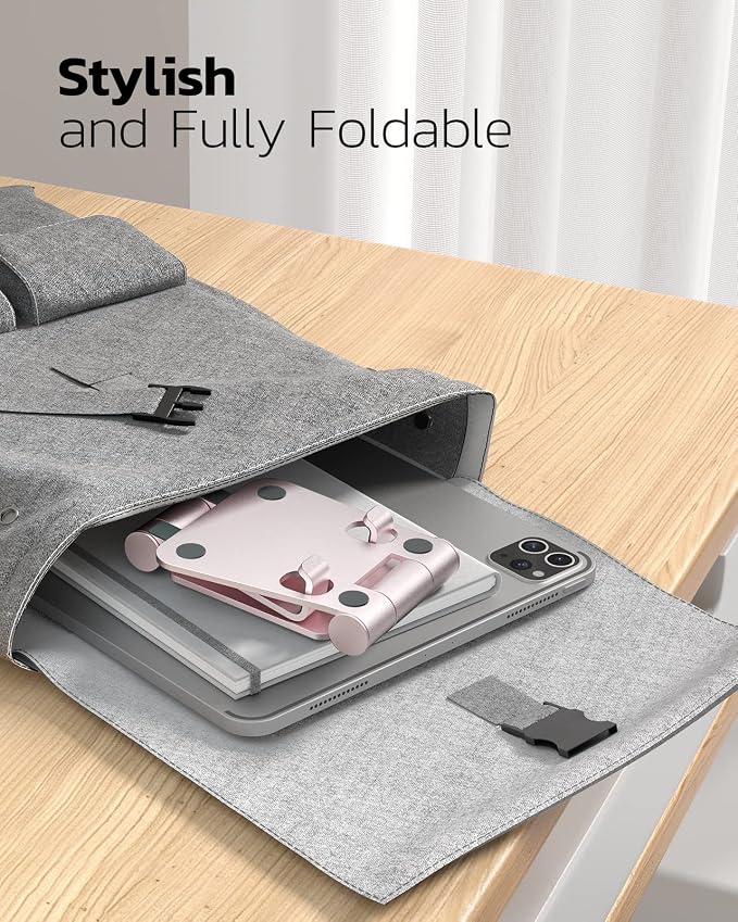 Nulaxy Dual Folding Cell Phone Stand, Fully Adjustable Foldable Desktop Phone - Image 5