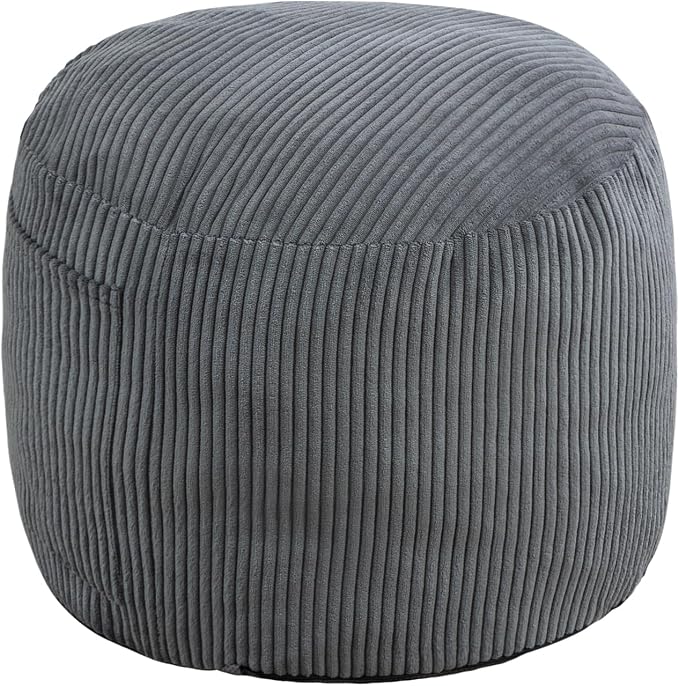 Round Stuffed Pouf Ottoman, Corduroy Foot Rest - Image 3