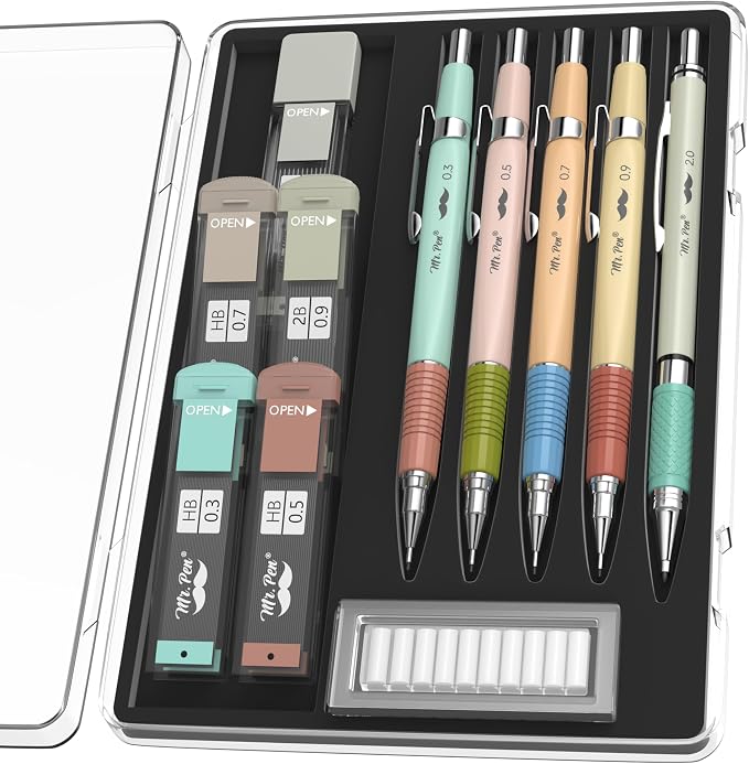 Mr. Pen- Art Mechanical Pencil Set, 5 Metal Mechanical Pencils, 5 HB Lead by MrPen