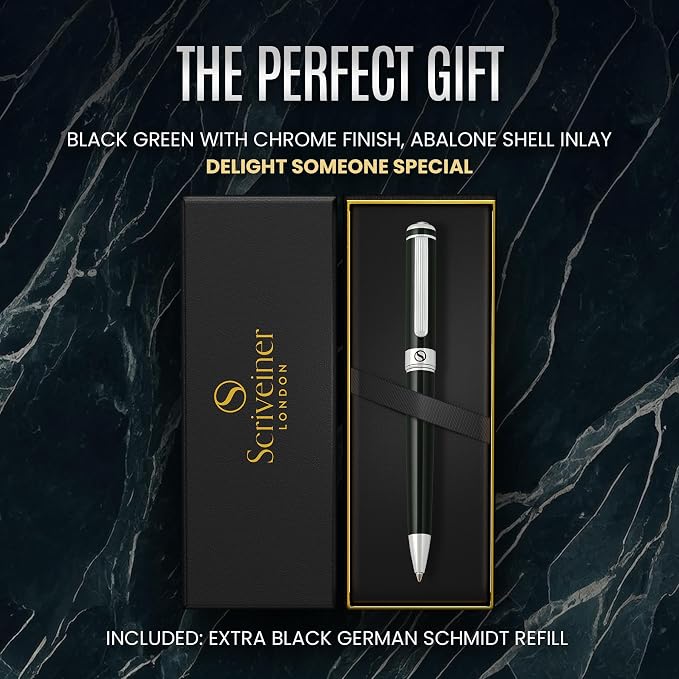 Scriveiner BlackGreen Ballpoint Pen - Image 3