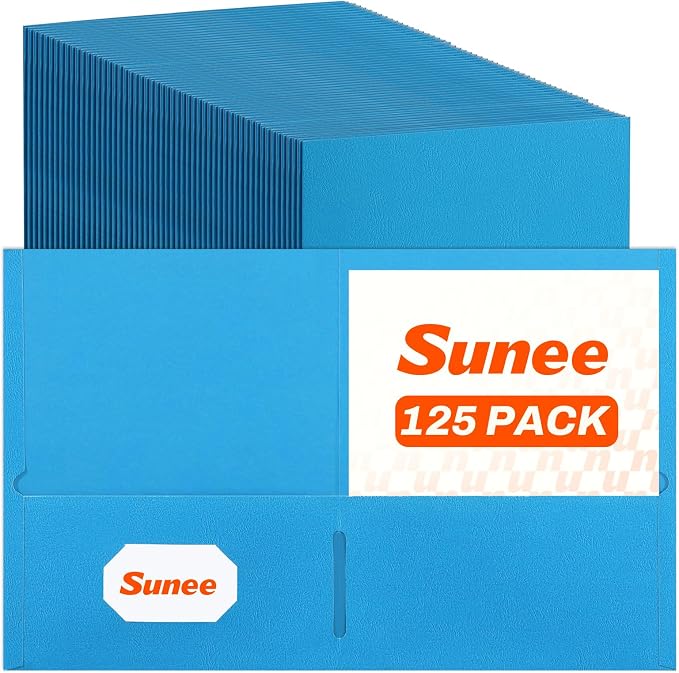 SUNEE Folders with Pockets, 2 Pocket Folders Fit Letter Size Paper, Paper File by SUNEE