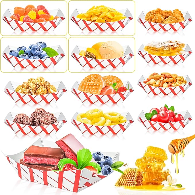180 Pack Checkered 1/2Lb Paper Food Boat Trays Disposable Small Paper Boats - Image 4