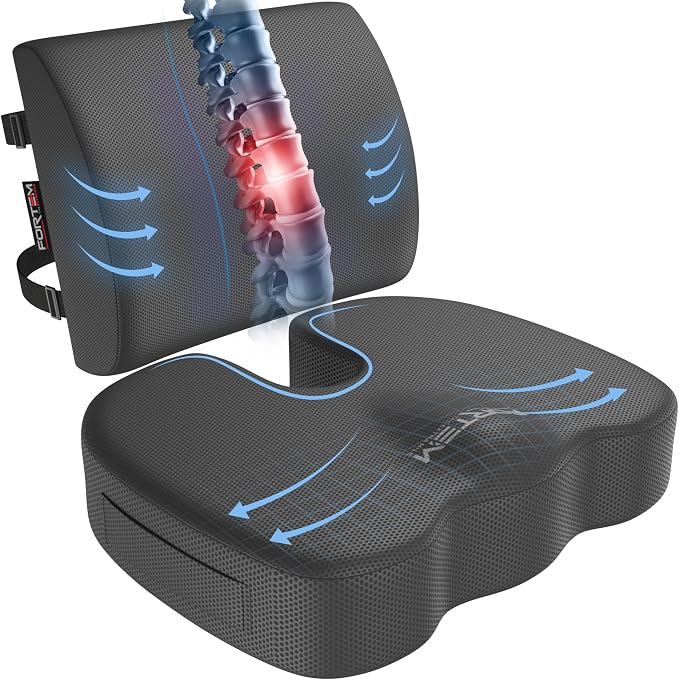 FORTEM Seat Cushion, Office Chair Cushion, Lumbar Support Pillow by FORTEM