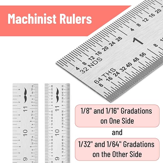 Mr. Pen- Machinist Ruler, 12 Inch, Stainless Steel Imperial | Precision - Image 2