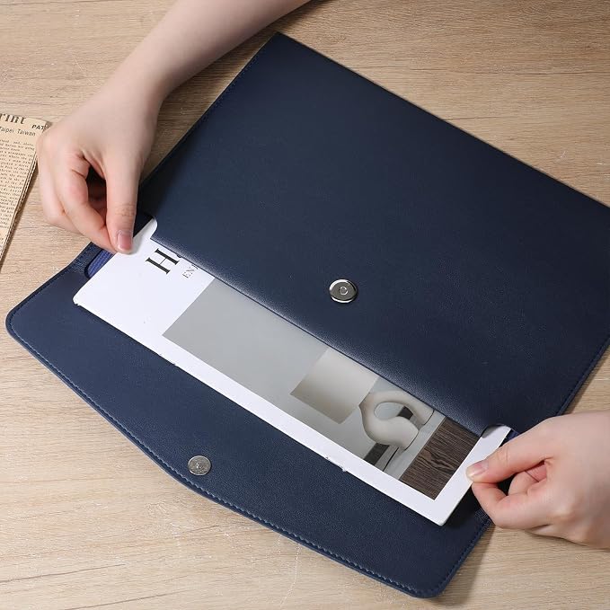Leather Document Folder, A4 File Document Holder Waterproof Portfolio Envelope - Image 4
