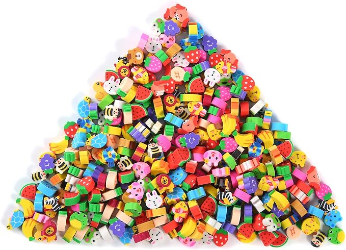1000 Pieces Mini Erasers for Kids, Bulk Small Animal Fruit Pencil Erasers by TDOCK