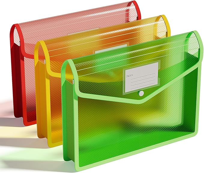 ThinkTex Plastic Expanding File Folders, Transparent Envelopes by ThinkTex