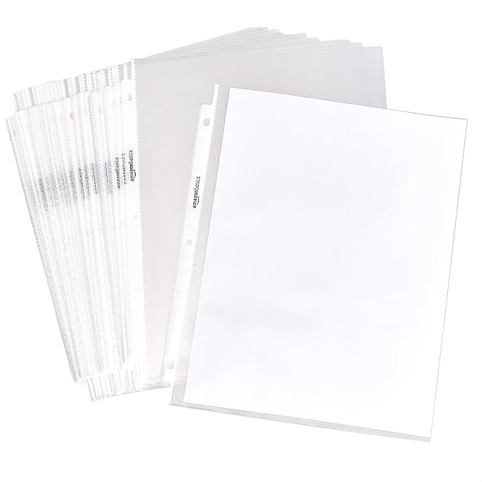 Amazon Basics Sheet Protectors for 3 Ring Binder, Top Loading, Letter Size 8.5 by AmazonBasics