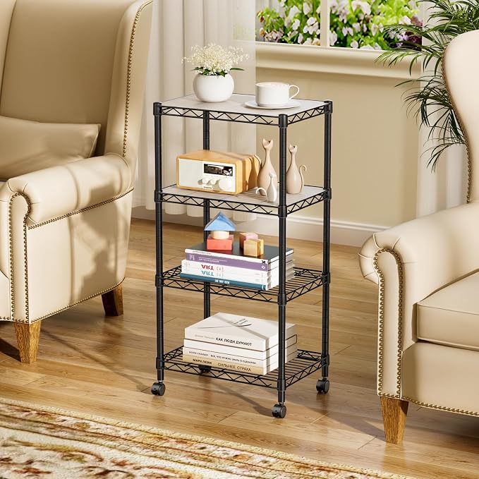 SINGAYE Small Wire 4 Adjustable Shelves Pantry Metal Shelf Floor Organizer | - Image 7