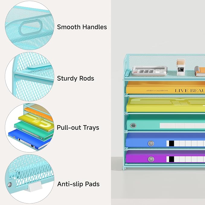 Cawukege 6 Tier Paper Organizer, Letter Tray - Image 4