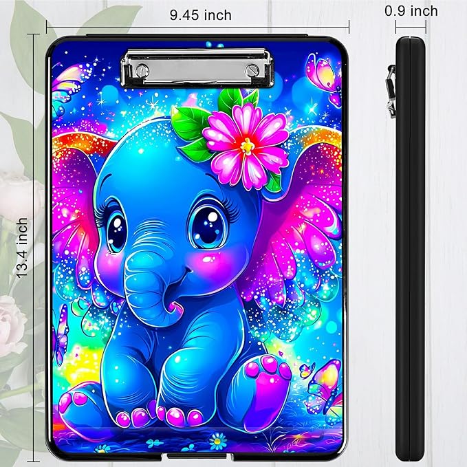 Blue Elephant Flowers A4 Clipboard - Image 4