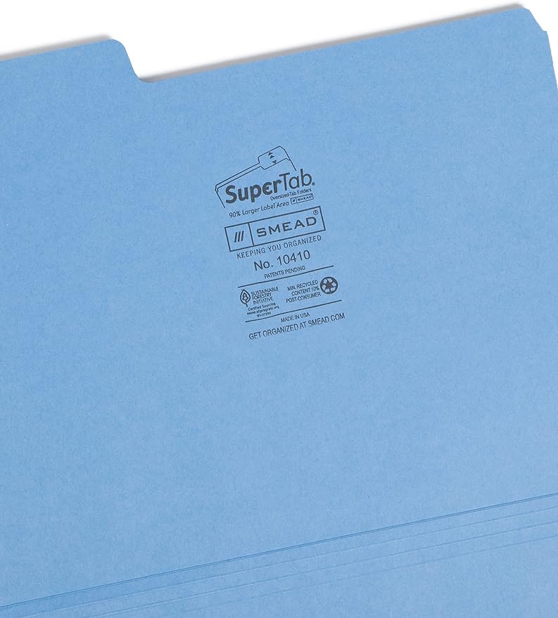 Smead SuperTab Heavyweight File Folder, Oversized 1/3-Cut Tab, Letter Size - Image 3