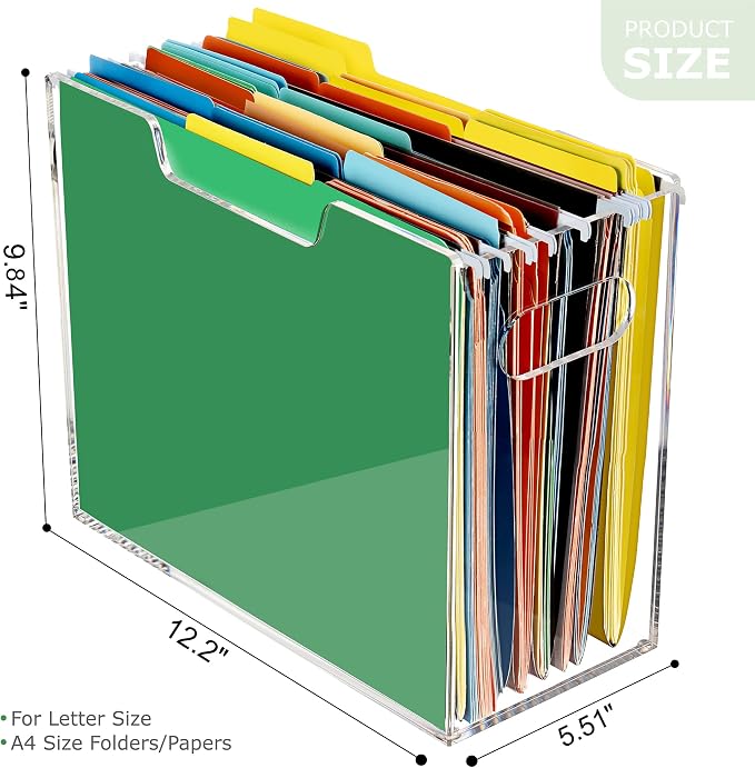 Acrylic Hanging File Folder Organizer, Letter Size Clear Filing Organizer Box - Image 2