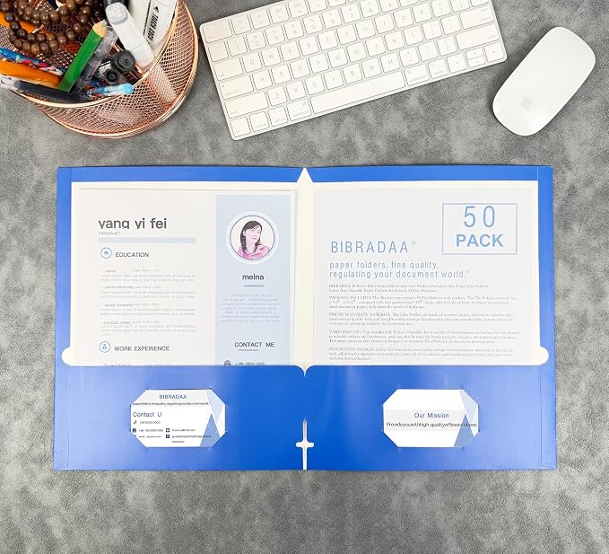 BIBRADAA® 50 Packs Blue Paper Folders - Image 4
