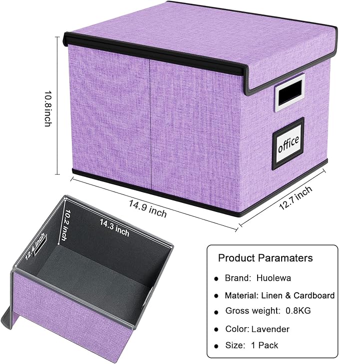 File Organizer Box with Lid, Collapsible File Folder Organizer - Image 6