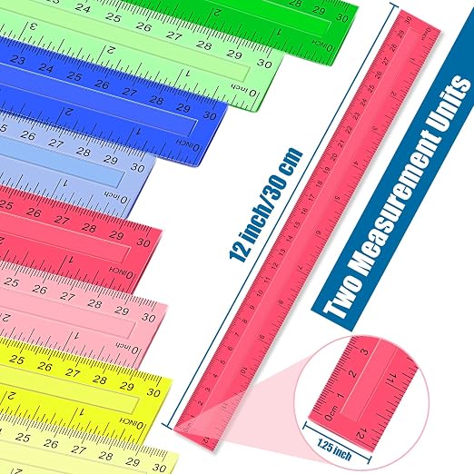 200 Pcs Rulers Bulk, 12 Inch Plastic Assorted Color Clear Rulers - Image 3