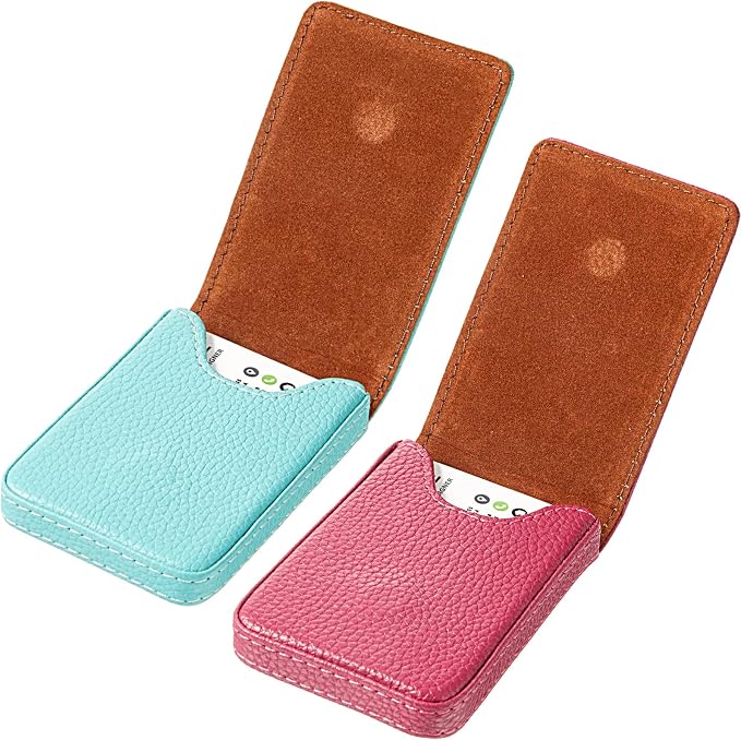 Outus 2 Pieces Business Card Holder, PU Leather Business Card Case Pocket Wallet by Outus