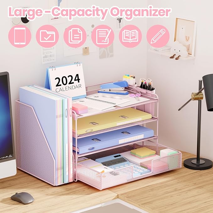 OPNICE Desk Organizer, 4-Tier Desktop File Organizer - Image 3