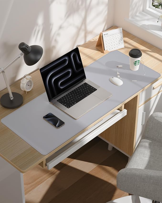 AFIING Leather Desk Pad Protector- 48" x 17" Office Desk Mat, Non-Slip PU - Image 6