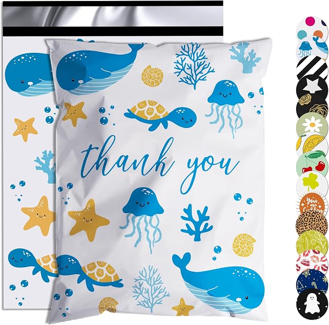 Thank You Poly Mailer 10x13 Inch 100 Pcs, Waterproof and Tear-Resistant by JOWLROEL