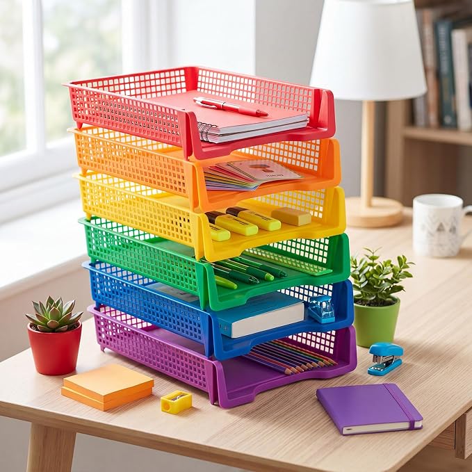 Geetery Set of 12 Turn in Trays Classroom Plastic Trays - Image 4
