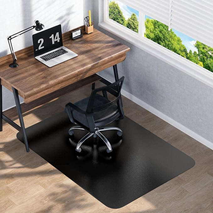 Black Office Chair Mat for Hardwood Floors 36" x 48", Heavy Duty Floor by MZLCDW