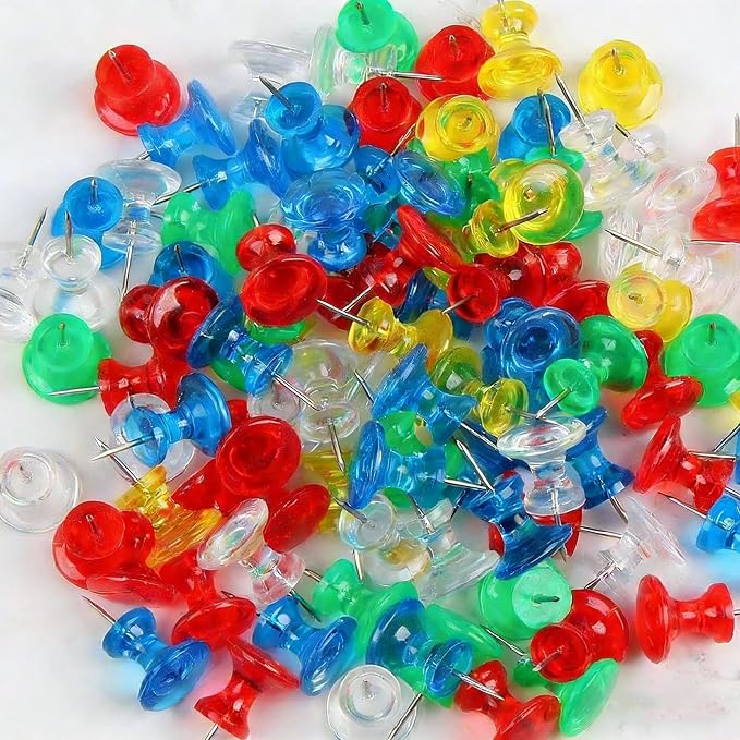 100 pcs Large Clear Colorful Push Pins - Image 6