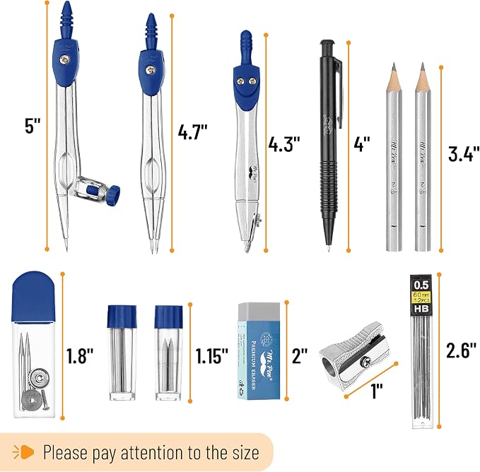 Mr. Pen- Geometry Set, 6 Inch Swing Arm Protractor | Divider, Set Squares - Image 3