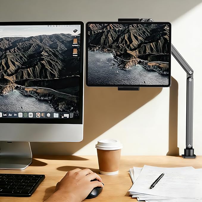 Urmust Tablet Stand for Desk, Adjustable iPad Holder for Bed, 360° Rotation - Image 4