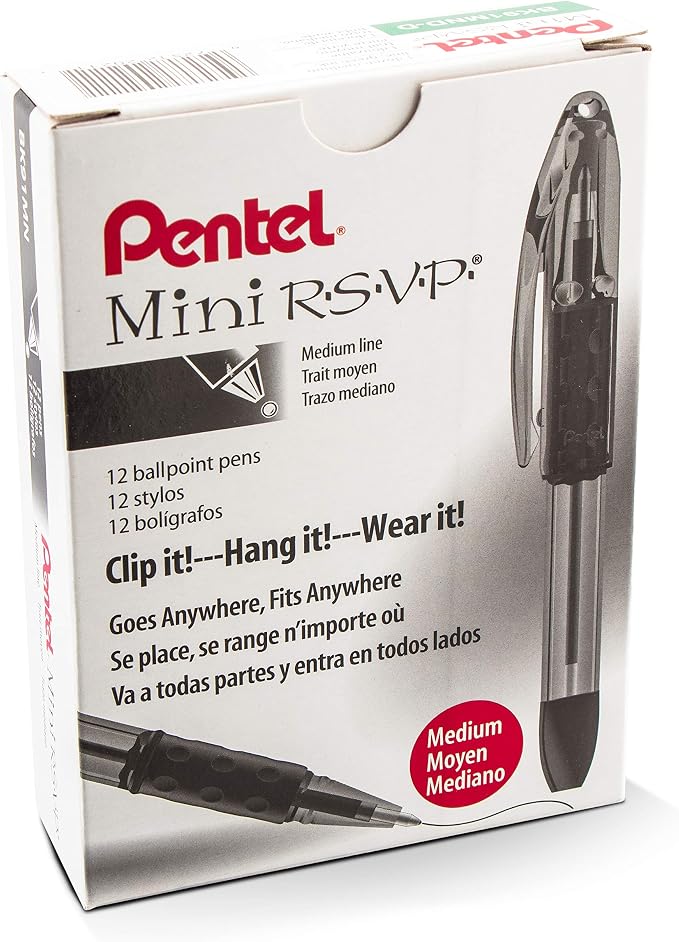 Pentel RSVP Mini Ballpoint Pen, Medium Line, 12 pack by PentelofAmerica