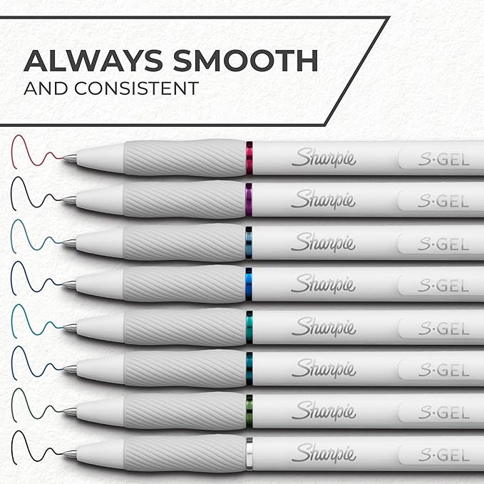 Sharpie S-Gel Pens, Fashion Barrel White Pearl, Medium Point, Bold Ink Colors - Image 3