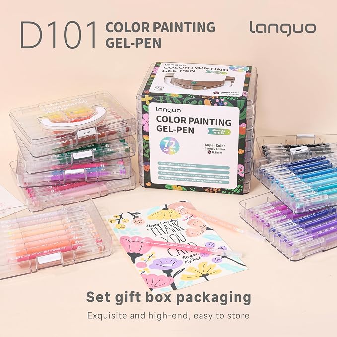languo Gel Pens for Adult Coloring Books, 72 Colors Set Gel Colored Pens Marker - Image 5