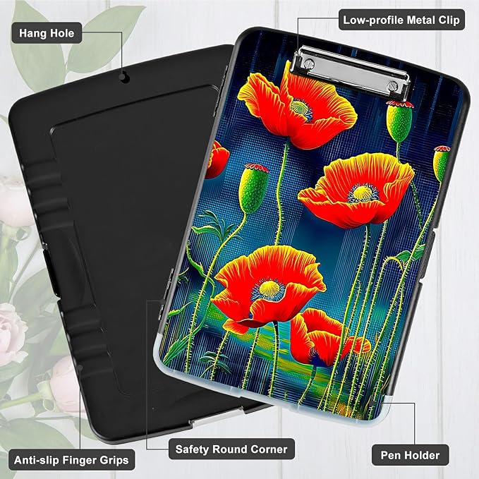 Artistic Red Flower A4 Clipboard - Image 5