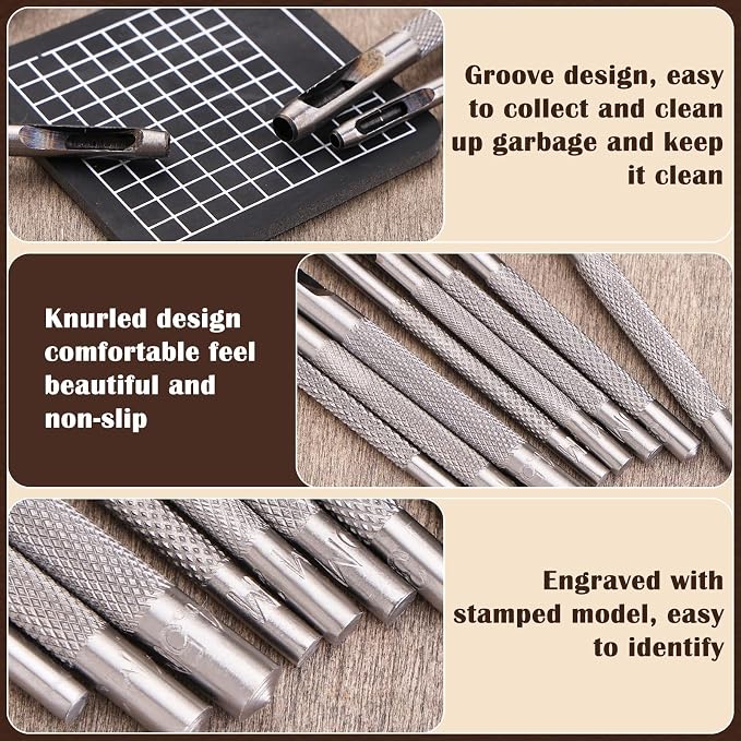 8 Pcs Leather Hole Punch Cutter 1mm-4.5mm Hollow Punch Set - Image 5