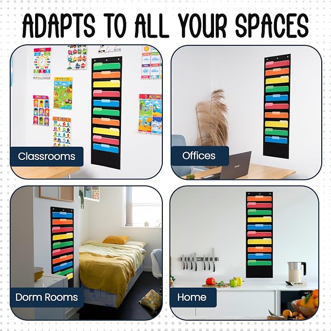 Essex Wares - 10 Pocket File Pocket Chart, and More - Wall Folder Organizer - - Image 5