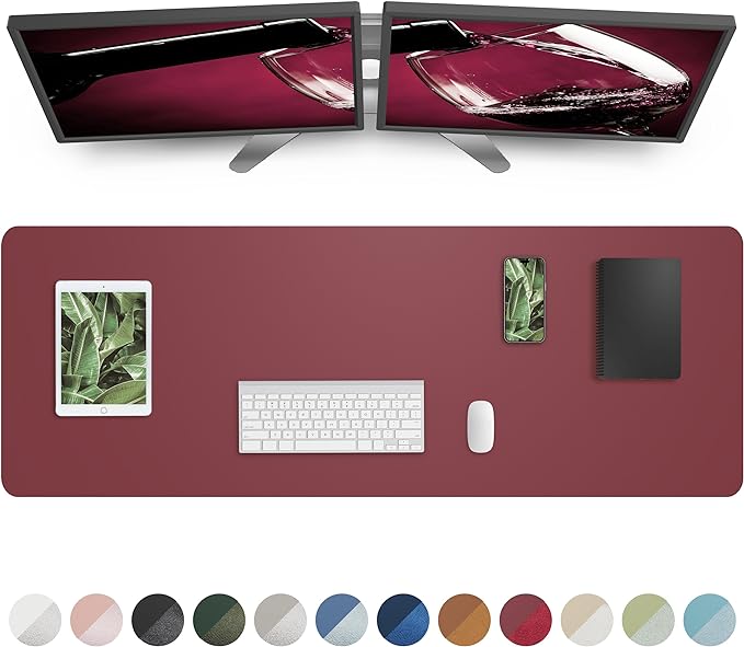 Leather Desk Pad Protector, Mouse Pad, Office Desk Mat, Non-Slip PU Leather by AFIING