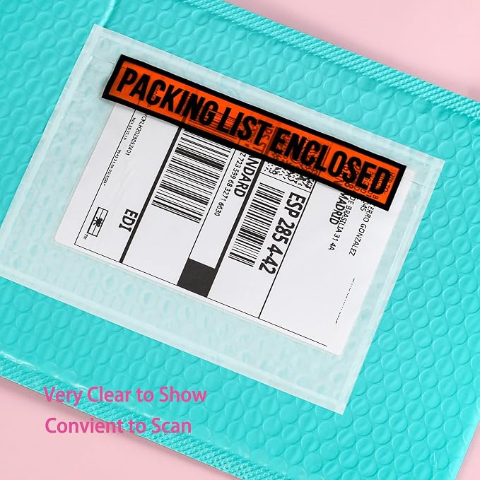 100 PCS 7.5"x 5.5" Clear Self-Adhesive Packing List Envelopes - Image 4