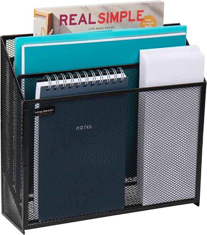 Mind Reader Vertical File Storage, Desktop Organizer, Metal Mesh, 12.5"L x by MindReader