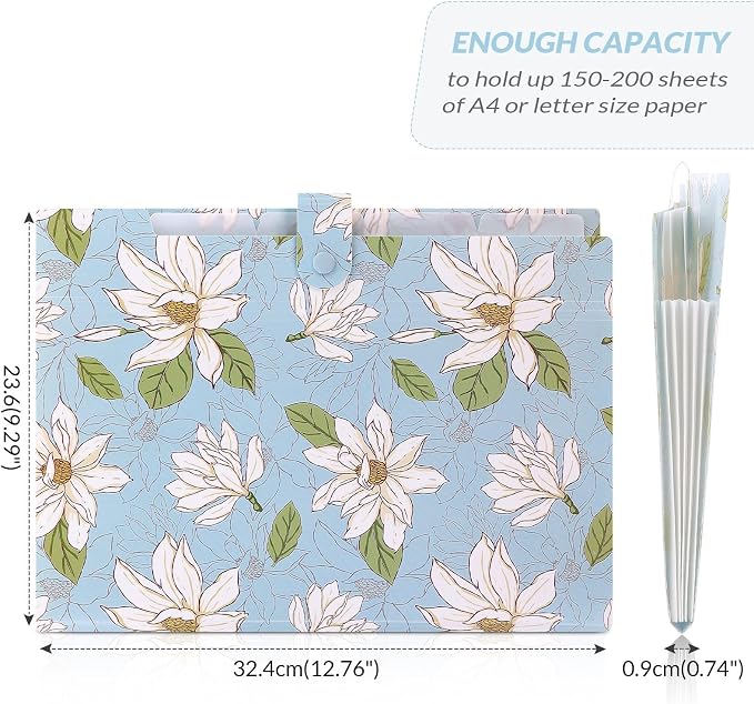 SKYDUE Accordion File Organizer, Floral Expanding File Folders - Image 5