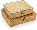 Hipiwe Set of 2 Flat Woven Wicker Storage Bins by Hipiwe