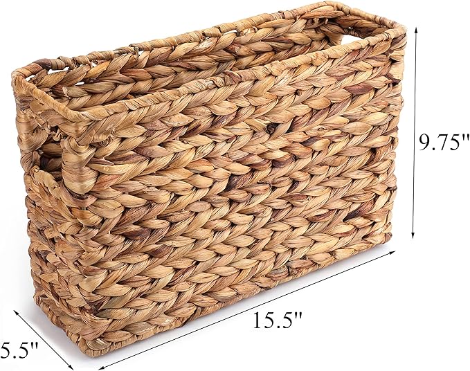 Yesland Hand-Woven Narrow Water Hyacinth Holder Wicker Basket, 15.5 x 5.5 x - Image 2