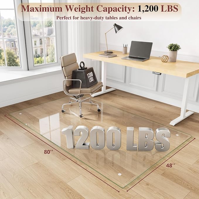 Tempered Glass Chair Mat, 4 Non‑Slip Pads, Smooth Glide & Easy Clean, Carpet - Image 2