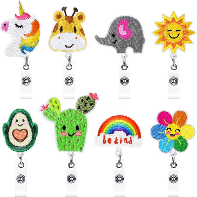 Zonon 8 Pcs Nurse Badge Reels Pediatric Badge Reels Cute Felt Retractable Funny by Zonon